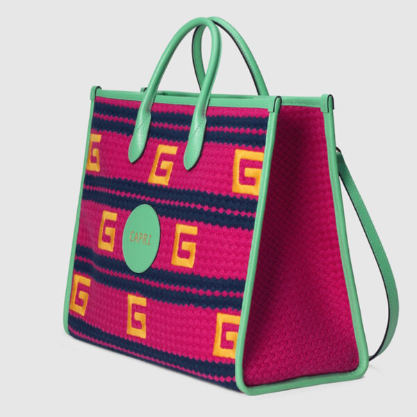 グッチ かごバッグ コピー オンライン限定 CAPRI ストライプ トートバッグ 663709 JFIEG 5661